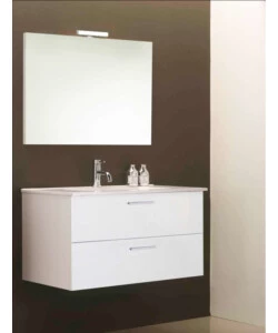MOBILE BAGNO SOSPESO "ALICE" CON 2 CASSETTONI BIANCO LUCIDO, 80X47X53 CM